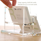 YUXUN Clear Acrylic 2-Tier Business Card Holder – 2-Slot Desk Organizer - Image 5