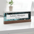 ARTBLOX | Office Personalized Name Plate Green Marble Design On Clear Acrylic by Artblox
