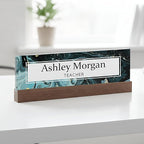 ARTBLOX | Office Personalized Name Plate Green Marble Design On Clear Acrylic by Artblox
