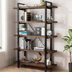5-Tier Industrial Style Solid Wood Bookcase and Book Shelves, Rustic Wood and by AY-AOYUAN