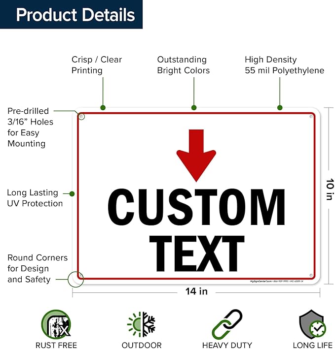 Custom Arrow, Custom Directional Sign, Down Arrow, 10x14 Inches, 55 mil thick - Image 6