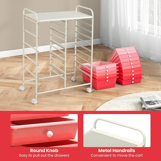 GOFLAME 15-Drawer Rolling Storage Cart, Craft Storage Cart - Image 6