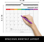 PAPERAGE 2027 Calendar, 12 Months (January 2027 - December 2027), Small (9 in x 11 in), Minimalist Wall and Desk Calendar with Monthly Views, Yearly Plans & Notes Section – Rainbow