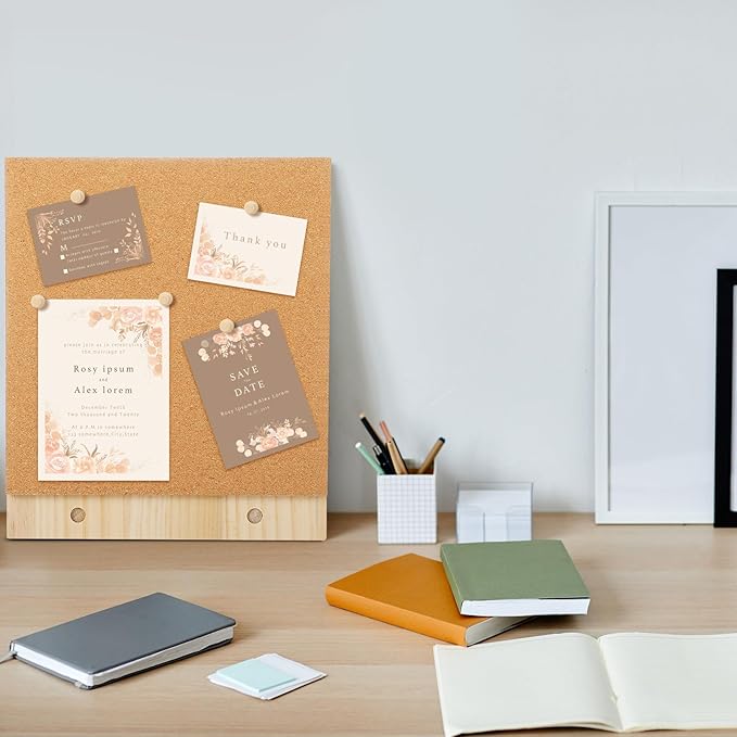 Fiwochic 2 Pcs Desktop Cork Board 9.8'' x 8.3'' Wood Frame Bulletin Board - Image 4