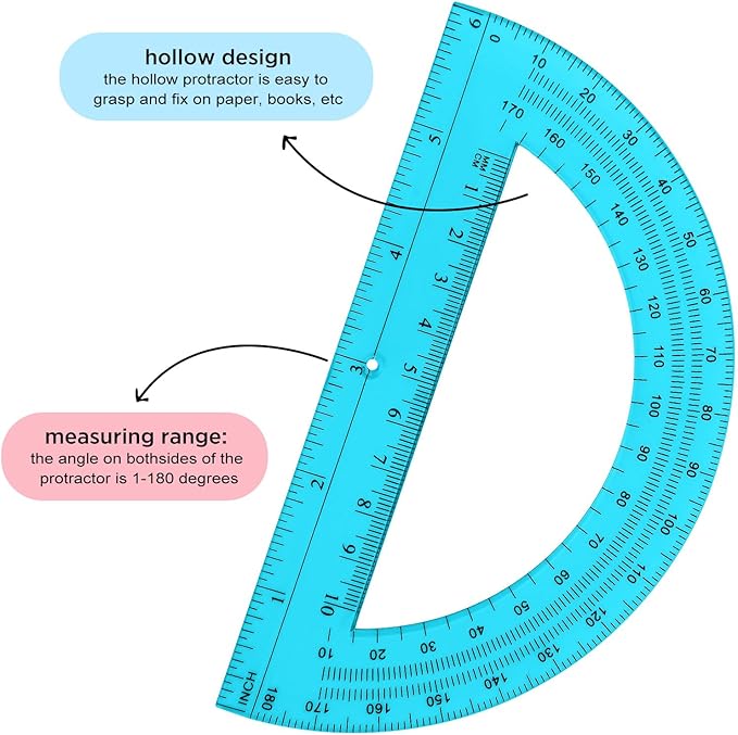 Zonon 36 Pack 6 Inch Plastic Protractor Christian Charity Donation 180 Degrees - Image 2