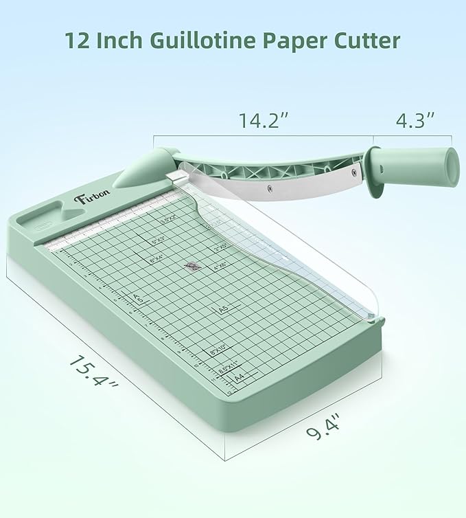 Firbon 12" Guillotine Paper Cutter, Heavy Duty 12-Sheet Capacity Trimmer - Image 5