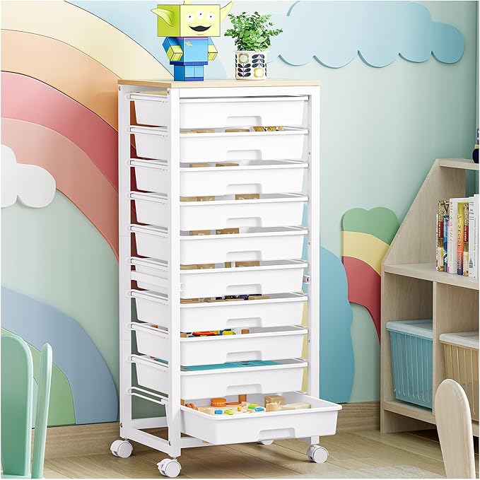 SYKIARIOL Rolling Cart with Drawers, 10 Drawer Rolling Cart, Rolling storage by SYKIARIOL