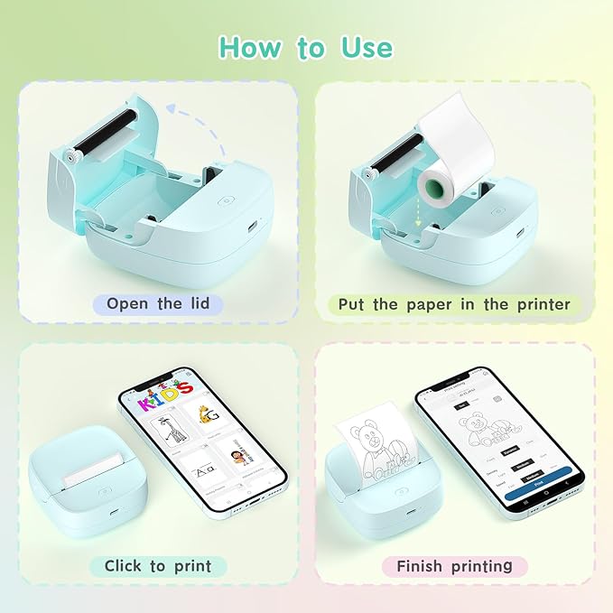 Gloryang JD-23 Sticker Printer, Mini Portable Thermal Printer Print Pod - Image 9