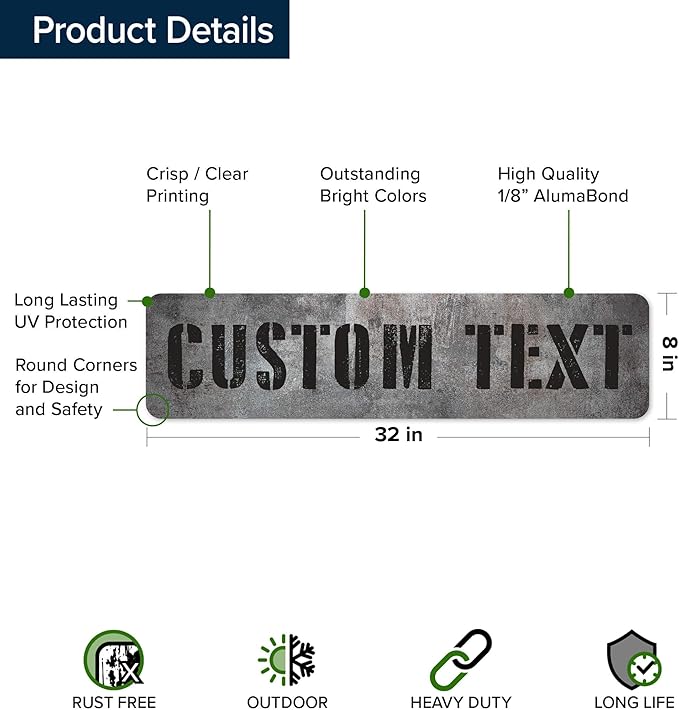 Custom Sign, Custom Street Sign, 11 Font Colors, 13 Font Styles, 4 Hole Options - Image 6
