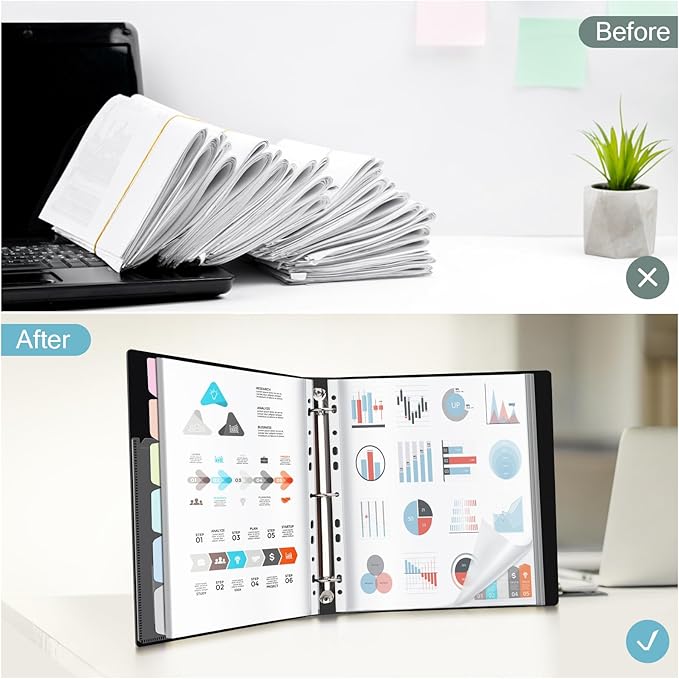 Uquelic 80-Pocket Binder with Plastic Sleeves - Image 5