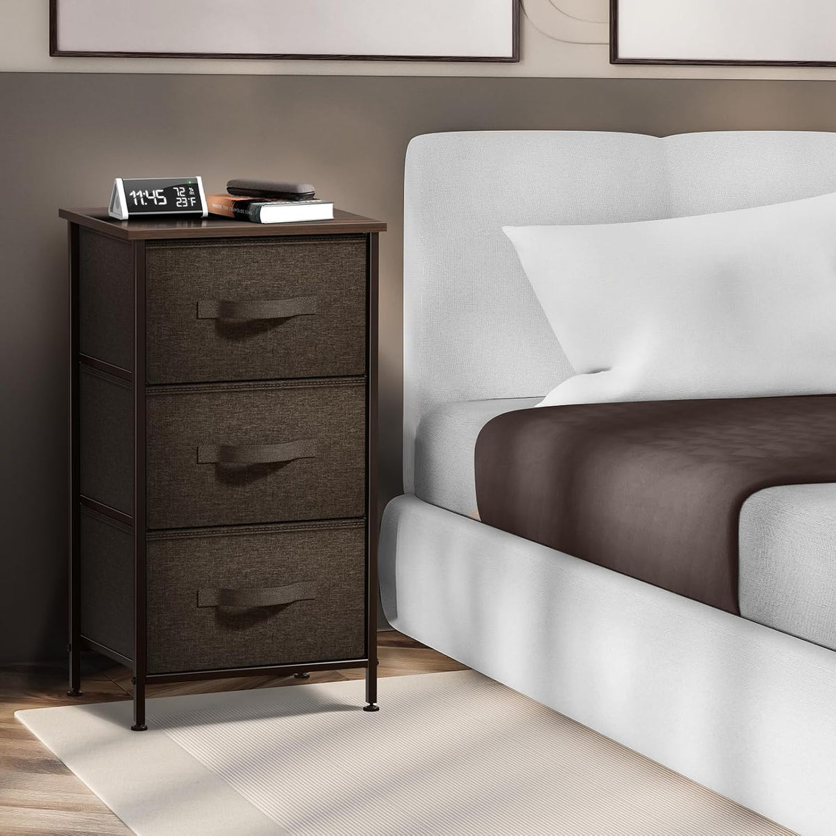 Sorbus Nightstand for Bedroom (3 Drawer, Brown)