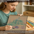 Fuxi Toned Tan Sketchbook 8.5x11, 60 Sheets Acid- Free Tan Paper, Spiral Bound - Image 7