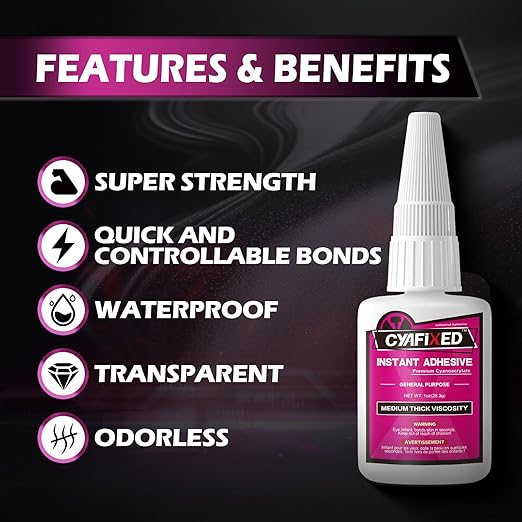 Super Glue Liquid, Instant Clear Cyanoacrylate Medium Thick Viscosity Adhesive - Image 2