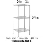Regal Altair 21" Deep x 24" Wide x 54" Height Wire Shelving Kit | 3-Tier | NSF - Image 3