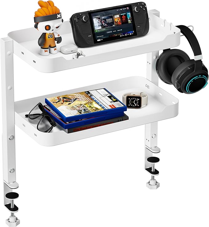 ARES WING 2-Tier Clamp On Desk Shelf, 16 inch Adjustable Above or Under Desk by ARESWING