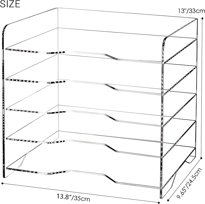 SANRUI Acrylic Desk File Organizer 5 Tier Letter Tray Paper Organizer - Image 2