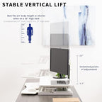 VIVO 32 inch Desk Converter, K Series, Height Adjustable Sit to Stand Riser - Image 4