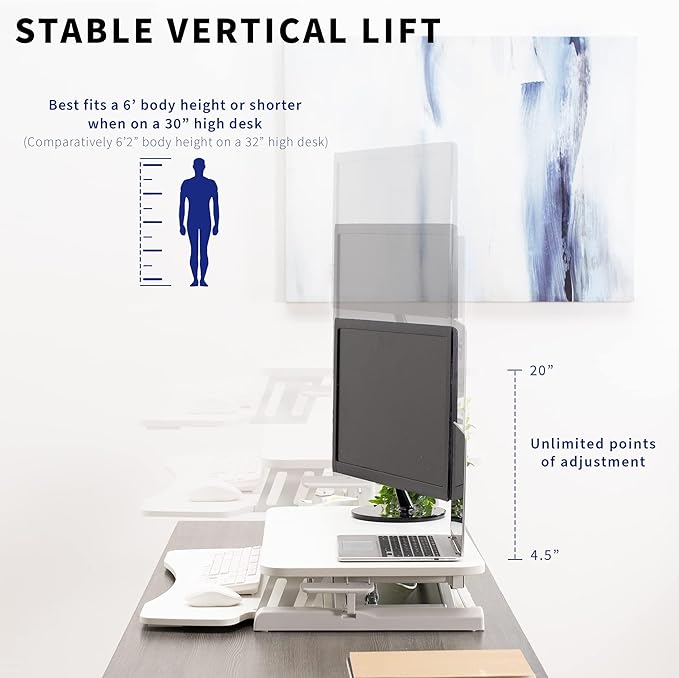 VIVO 32 inch Desk Converter, K Series, Height Adjustable Sit to Stand Riser - Image 4