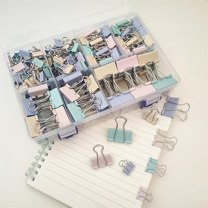 220 Pcs Colored Binder Clips Paper Clamps Assorted Sizes Large, X Small - Image 3