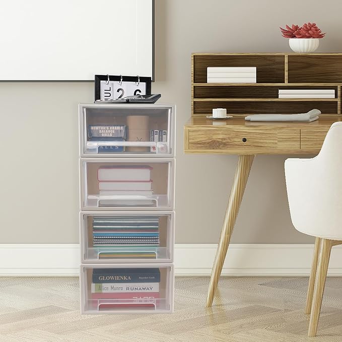 Xyskin 4-Pack 19 Quart Large Stackable Drawer Organizer Unit, Plastic Storage - Image 2