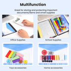 11-Hole Binder Pockets, Fits Letter/A4 Size for 2/3/4 Ring Binder, 10 Pack | Plastic Expanding File Folders with Label & Hook-Loop Closure, 200-Sheet Capacity, Suitable for Home, Office, School