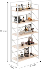 JSB Folding Bookshelf, Industrial Storage Shelves, No Assembly Vintage Wood - Image 3