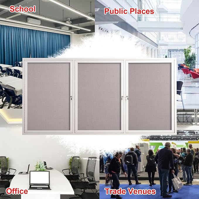 71x36 Inch Lockable Enclosed Bulletin Board, Weather-Resistant Outdoor - Image 6