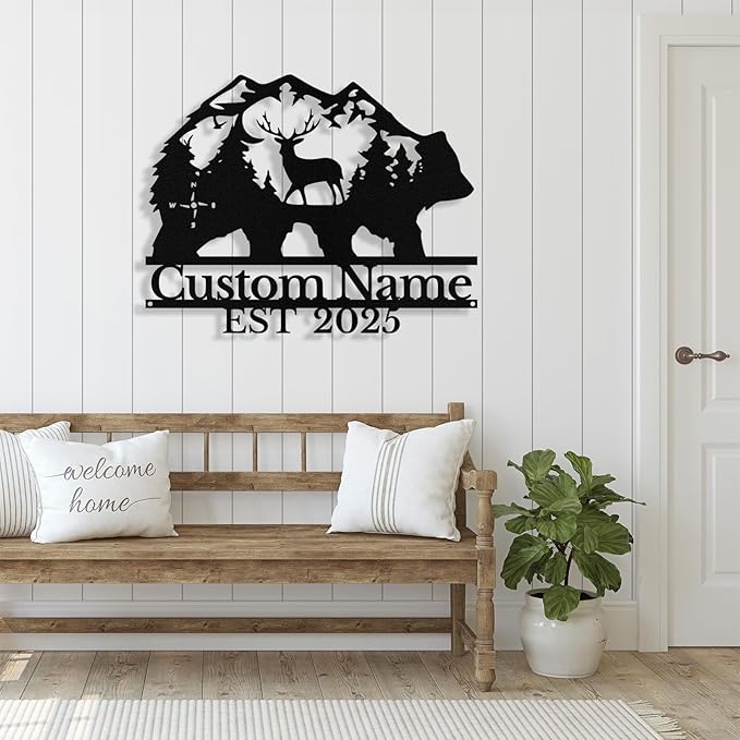 Custom Bear & Deer Metal Sign, Custom Bear Metal Wall Art Decor, Personalized - Image 9