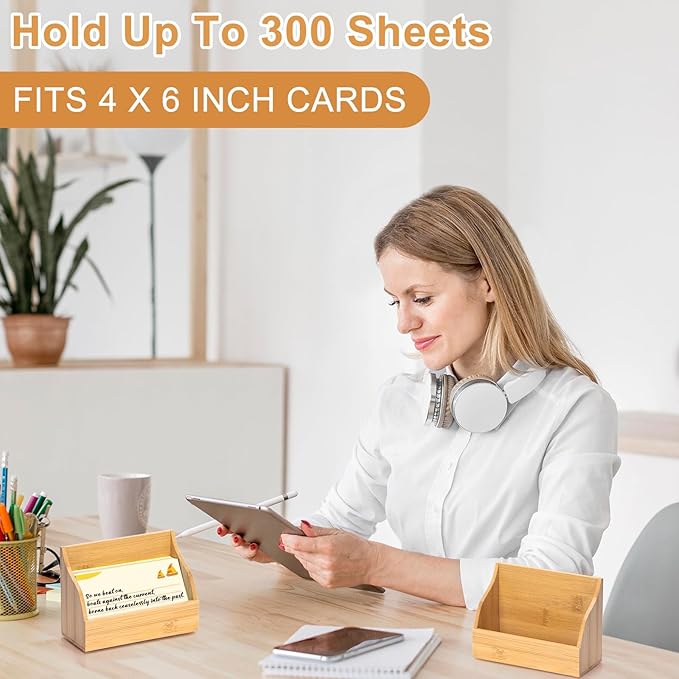 SHIQIKEJIPTY 4x6 Wood Index Card Holder Wooden Index Card Box Cards Display - Image 7