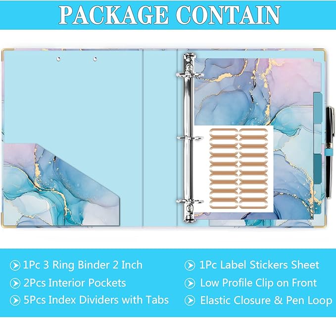 Lateefah 3 Ring Binder, 2 Inch Binder Organizer - Image 6