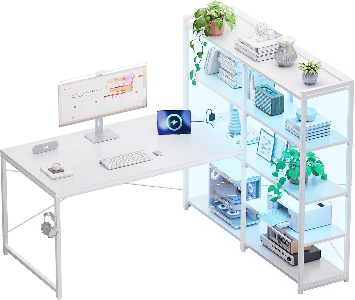 Pamray 49 Inch L Shaped Gaming Computer Desk with Shelves and Storage