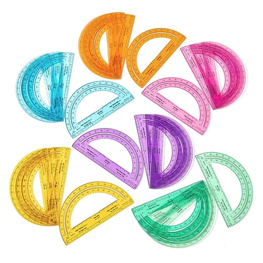hand2mind Safe-T Protractor for Kids, 180 Protractor, Rainbow Plastic Clear - Image 3