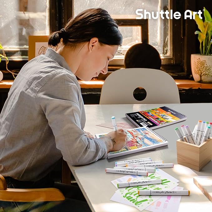 Shuttle Art Marker Pad, 12”x9” Portable Sketchbook, 70 Sheets Marker Drawing - Image 8