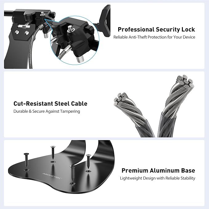 AboveTEK Anti-Theft iPad Kiosk Stand, 360° Swivel POS Tablet Mount - Image 5