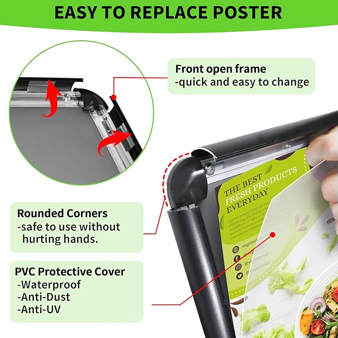 INNOVSIGN 6Packs Adjustable Pedestal Sign Holder Stand 8.5''x11'', Floor - Image 3
