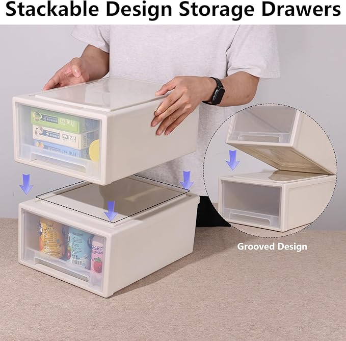 Xyskin 4-Pack 19 Quart Large Stackable Drawer Organizer Unit, Plastic Storage - Image 5