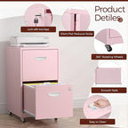 Kubohogar 2 Drawer Mobile File Cabinet - Image 5