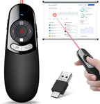 2 in 1 Type C USB Presentation Clicker Red Light, Wireless Presenter Remote PPT by Techerleaf