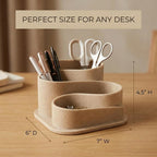 OAKOA Aesthetic Desk Organizer - Modern Desk Accessories - Boho Pen Holder | Beige Aesthetic Desk Accessories - Modern Cute Desk Organizer - Neutral Boho Desk Accessories - Desk Essentials for Women