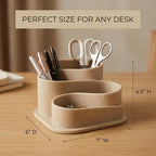OAKOA Aesthetic Desk Organizer - Modern Desk Accessories - Boho Pen Holder | Beige Aesthetic Desk Accessories - Modern Cute Desk Organizer - Neutral Boho Desk Accessories - Desk Essentials for Women