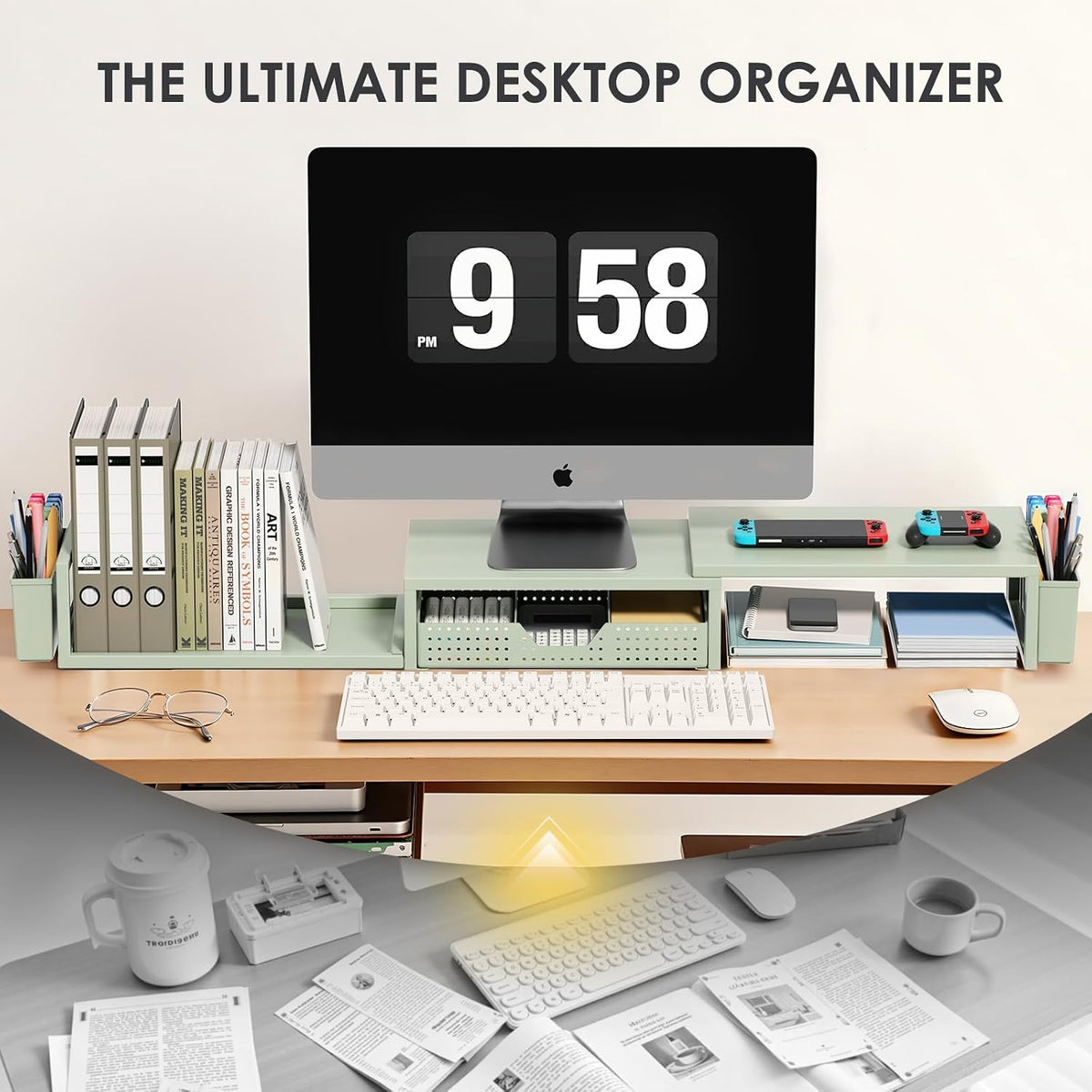 opnice desk organizers and accessories, dual monitor stand, package contents