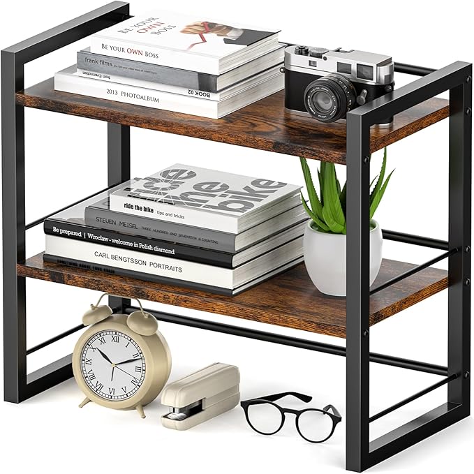 ART-GIFTREE Office Desk Shelf Organizer, Wood Desktop Bookshelf Supplies by ART-GIFTREE