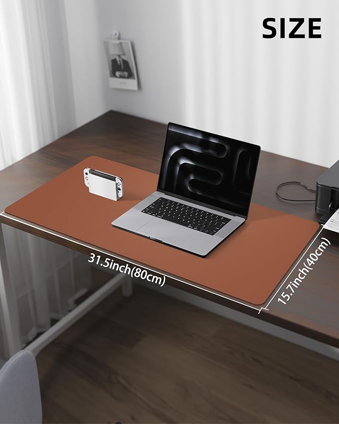 Leather Desk Mat, Mouse Pad, Office Desk Pad, Non-Slip PU Leather Desk Blotter - Image 5