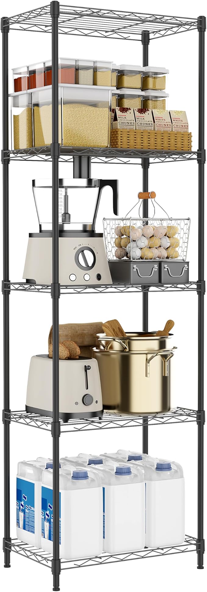 M MZG 5 Tiers Shelf Metal Storage Shelves Wire Rack Closet Organizers by MEIGAOPLASTICANDMETALHKCOLIMITED