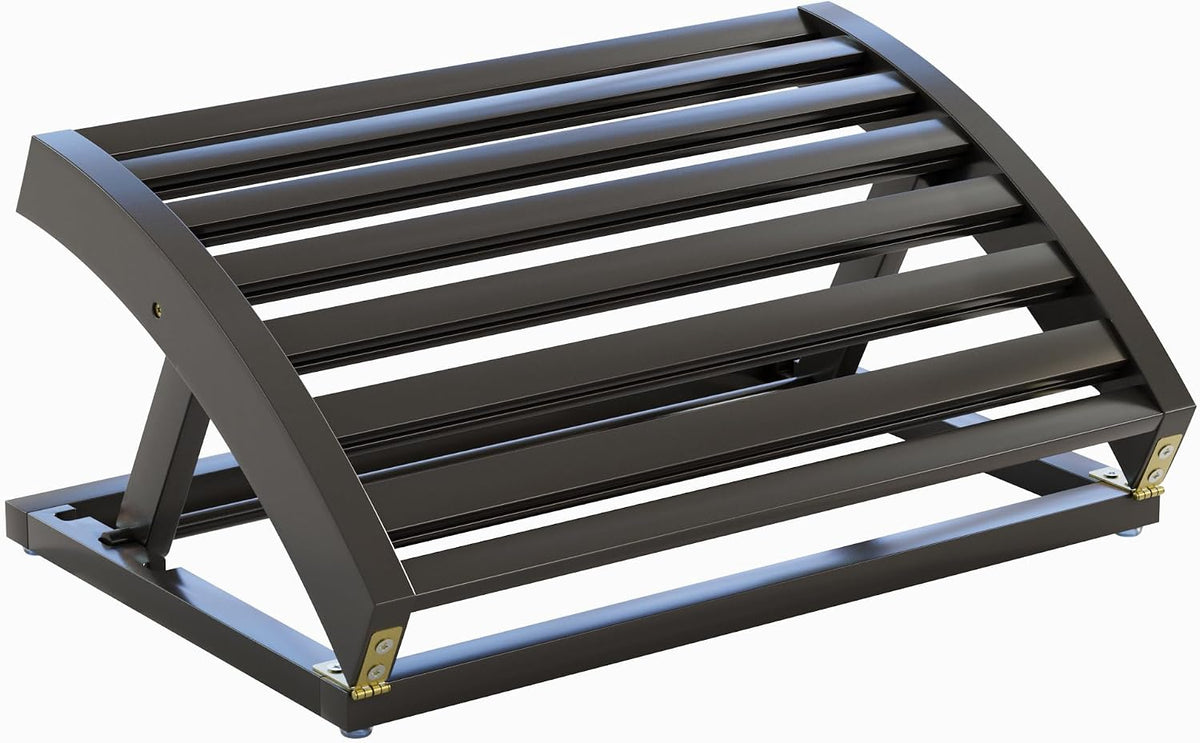 Foot Rest for Under Desk at Work - Adjustable Black Bamboo Footrest for Offic...