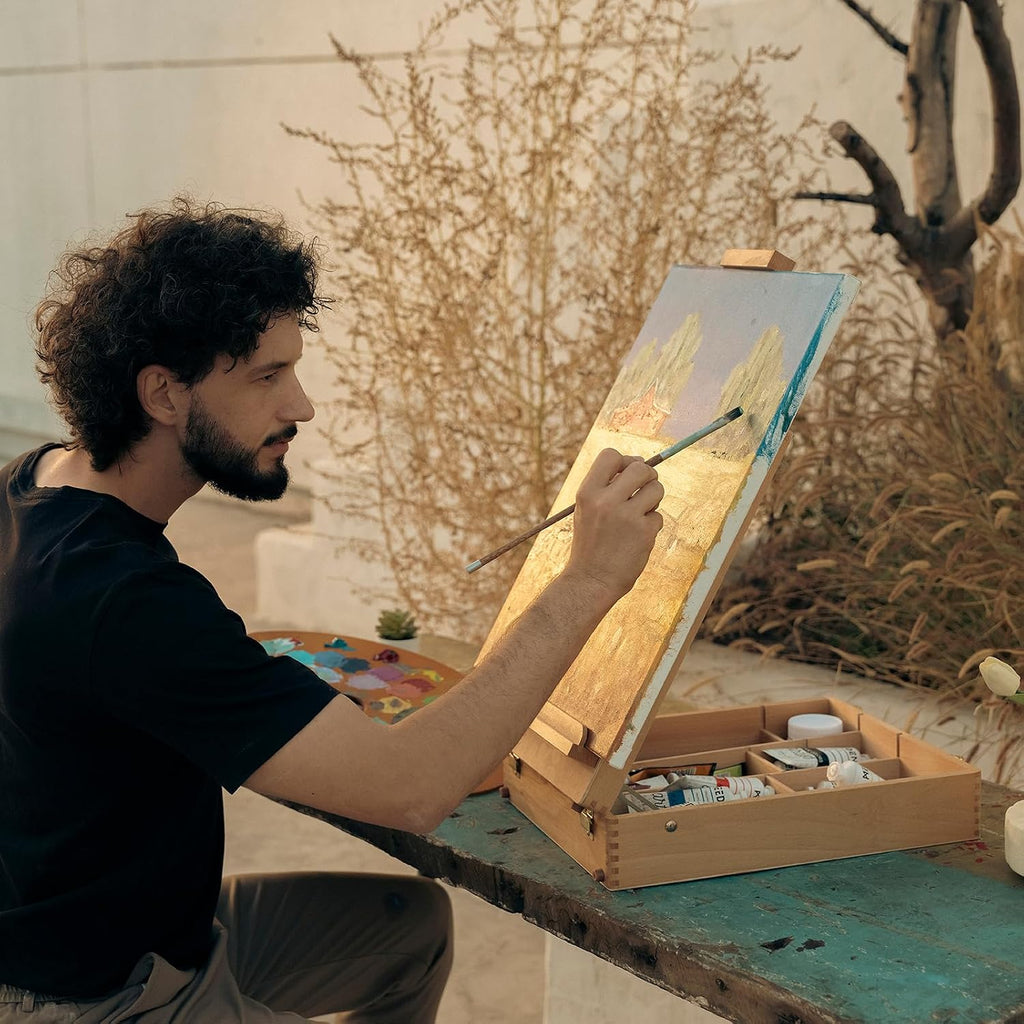 meeden table top easel for painting: portable tabletop, front angle view