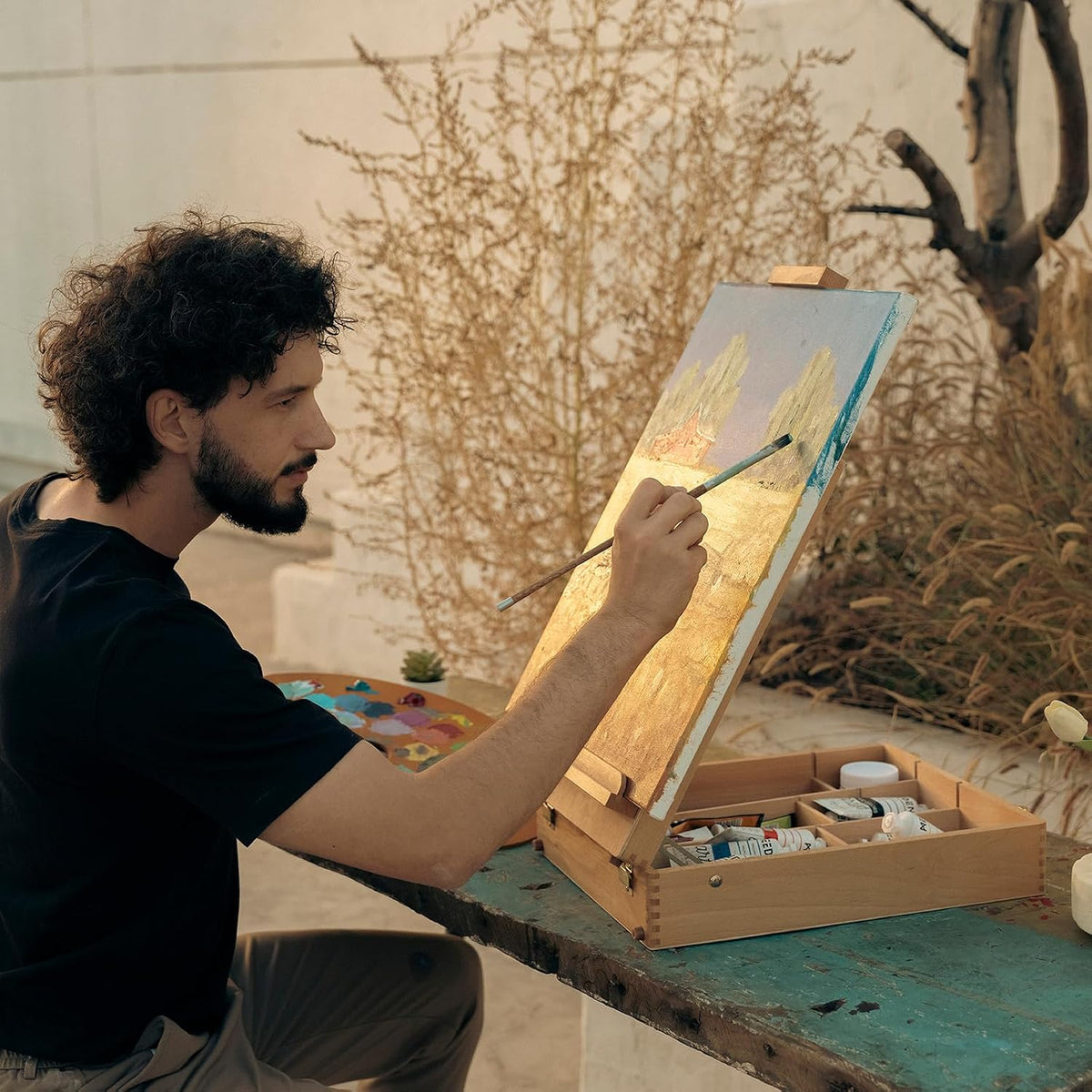 meeden table top easel for painting: portable tabletop, front angle view