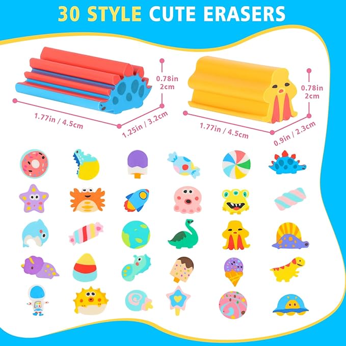 24 Pcs Cute Retractable Eraser for Pencils Cute School Supplies Kawaii Erasers - Image 2