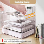 Clear Stackable Paper Trays 4 Pack, PET Letter Tray Desk Organizer, Desktop - Image 2