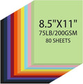 Cardstock 8.5 X 11, 80 Sheets 10 Colors Card Stock, 75lb/ 200gsm Copy Paper by Ciphyfee
